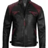 Lindsy black quilted biker leather jacket