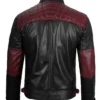 Lindsy black quilted biker leather jacket Back
