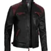 Lindsy black quilted biker leather jacket Open Front
