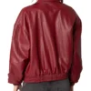 Lorelei Maroon Real Leather Bomber Jacket Back
