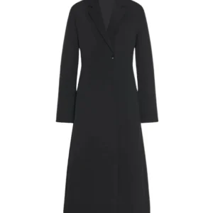 Louie Relaxed Look One Button Black Cotton Coat