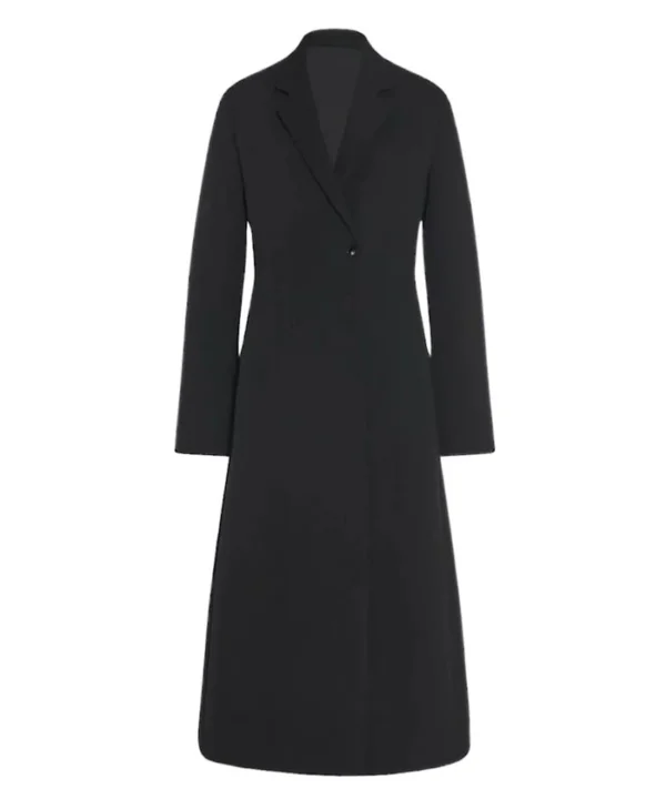 Louie Relaxed Look One Button Black Cotton Coat