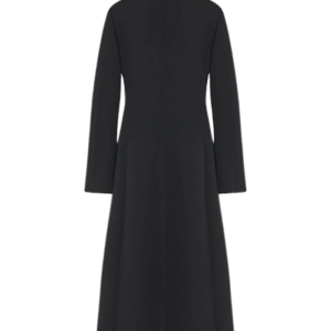 Louie Relaxed Look One Button Black Cotton Coat Back