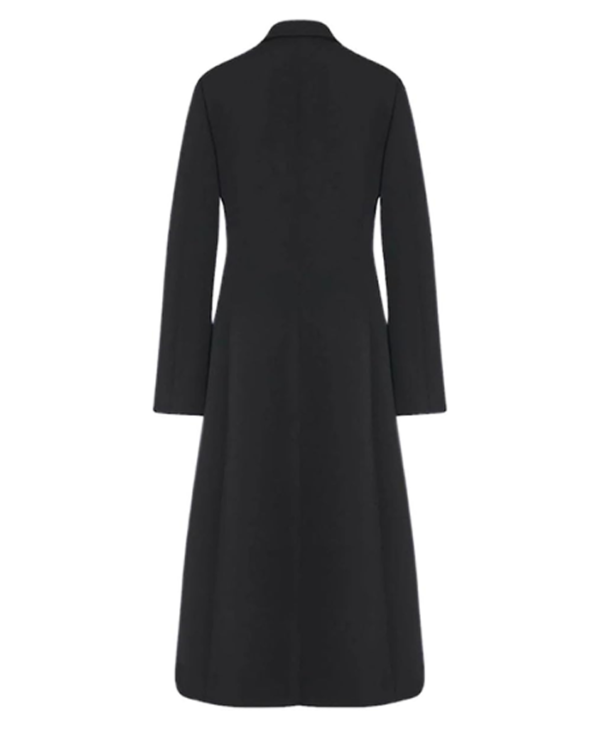 Louie Relaxed Look One Button Black Cotton Coat Back