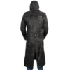 Lyan Urban Style Leather Trench Coat Back