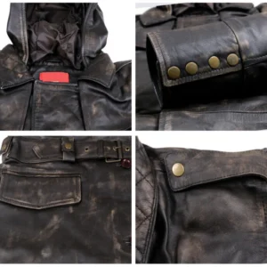Lyan Urban Style Leather Trench Coat Closeup