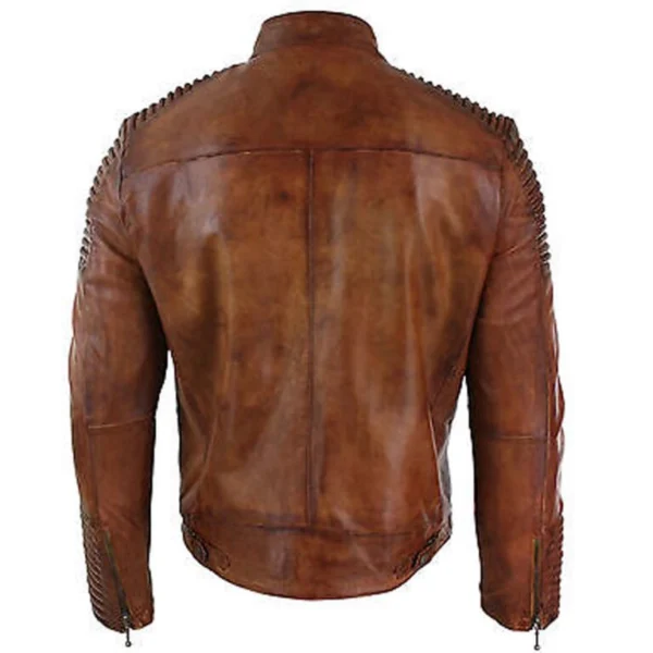 Lyla Weathered Brown Motorcycle Jacket Back