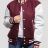 MaKenzie Trendy Yellow Hooded Wool Varsity Bomber Jacket