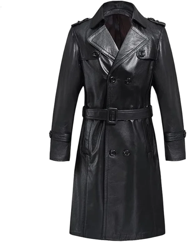 Madelyn Leather Overcoat With Gun Flap