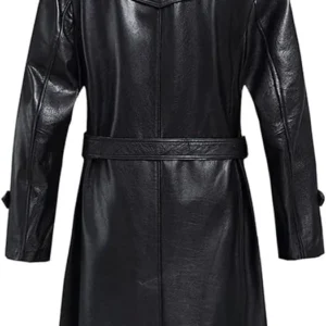 Madelyn Leather Overcoat With Gun Flap Back