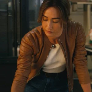 Maggie Q Ballard Brown Quilted Leather Jacket