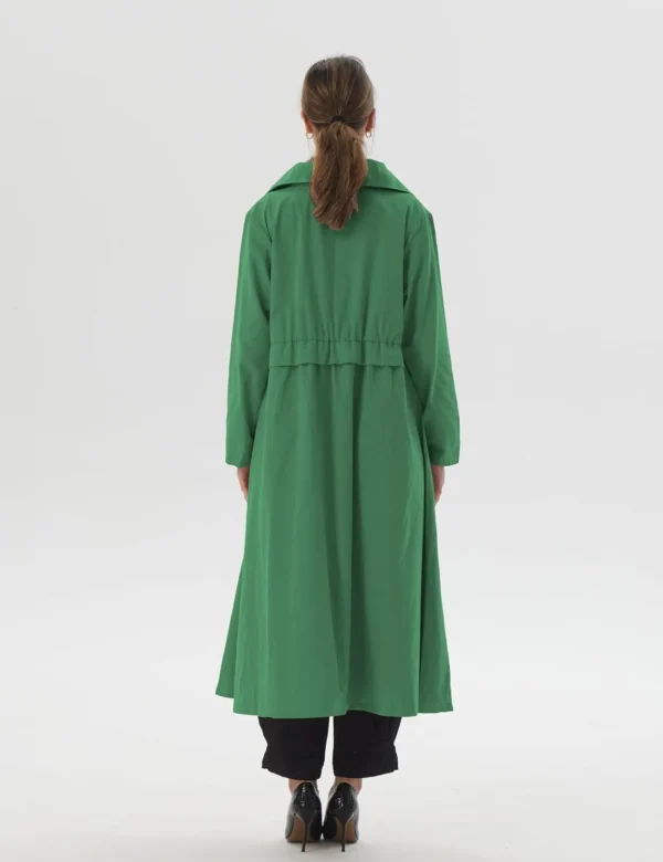 Mallory Casual Green Spring Thin Long Cotton Coat Back