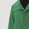Mallory Casual Green Spring Thin Long Cotton Coat Closeup