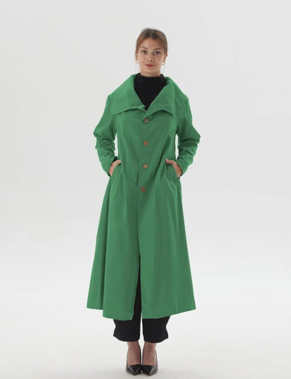 Mallory Casual Green Spring Thin Long Cotton Coat Front