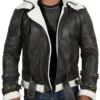 Marcy Mens Genuine Cow Leather Aviator Jacket in Black
