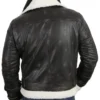 Marcy Mens Genuine Cow Leather Aviator Jacket in Black back