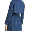 Mariah Wide Lapel Style Long Cotton Blue Coat Back