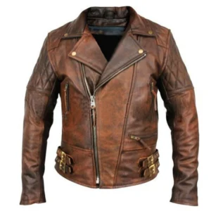 Marleigh Distressed Leather Motorcycle Jacket