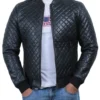 Maya Forest Black Bomber Leather Jacket