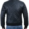 Maya Forest Black Bomber Leather Jacket Back