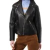 Maylea Classic Black Biker Leather Jacket