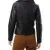 Maylea Classic Black Biker Leather Jacket Back