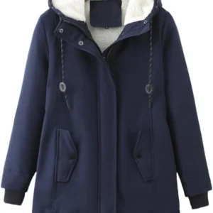 Mayra Thick Warmth Hooded Cotton Blue Coat
