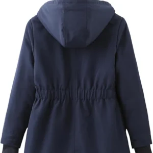 Mayra Thick Warmth Hooded Cotton Blue Coat Back