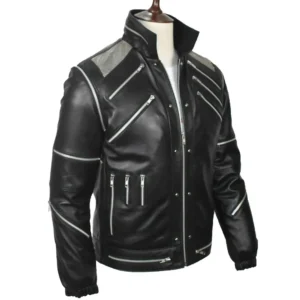 Michael Jackson Beat It Black Leather Jacket Right Side View