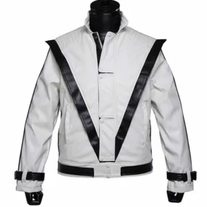 Michael Jackson Thriller White Real Leather Jacket