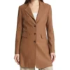 Michelle Brown Plain Leather Tan Brown Coat