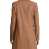 Michelle Brown Plain Leather Tan Brown Coat Back