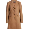 Michelle Brown Plain Leather Tan Brown Coat Front