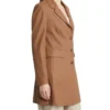 Michelle Brown Plain Leather Tan Brown Coat Side View