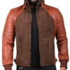 Millie mens genuine cow suede leather fencing jacket in tan