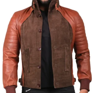 Millie mens genuine cow suede leather fencing jacket in tan