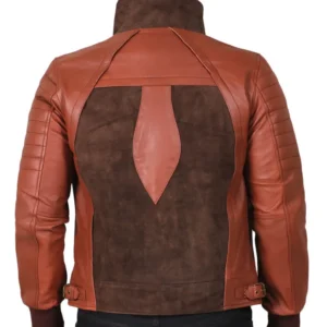 Millie mens genuine cow suede leather fencing jacket in tan back
