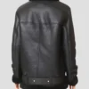 Mitchell Black Shearling Real Leather Biker Jacket Back
