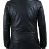 Myla Stand collar Long Leather Coat Back