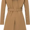 Naima Detachable Hood Camel Long Cotton Trench Coat Back