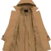 Naima Detachable Hood Camel Long Cotton Trench Coat Open Front
