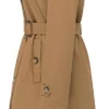 Naima Detachable Hood Camel Long Cotton Trench Coat Side View