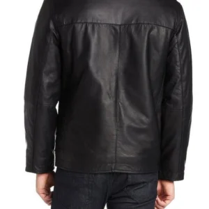 Natalie Black aviator leather jacket Back
