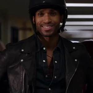 Nathan Mitchell Ginny & Georgia Black Biker Leather Jacket Front