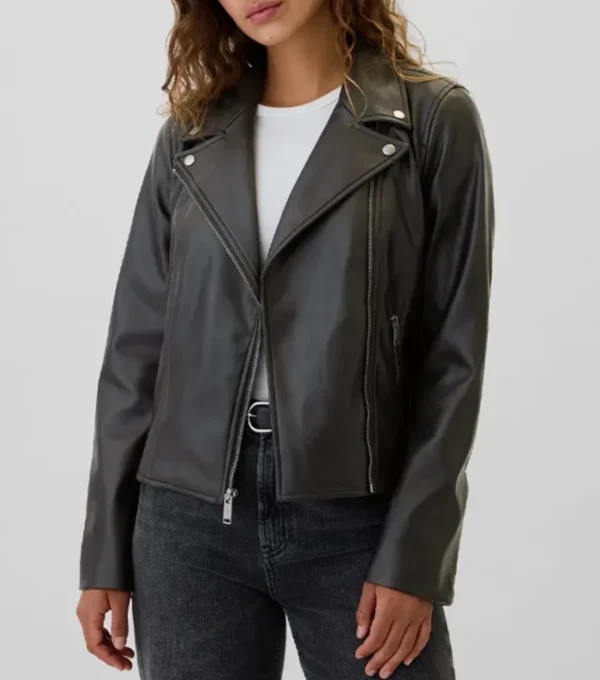 Navada Simple Black Biker Leather Jacket