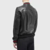 Neribel Leather Varsity Bomber Black Leather Jacket Back
