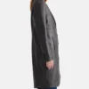 Nesha Chic Look Black Leather Trench Coat Side View