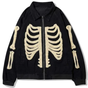 Nevaeh Skulls Patchwork Denim Jacket
