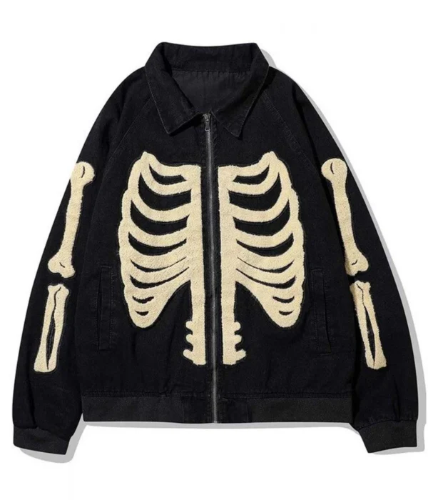 Nevaeh Skulls Patchwork Denim Jacket