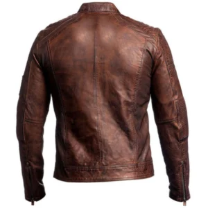 Nicole Aged Finish Moto Leather Jacket Back
